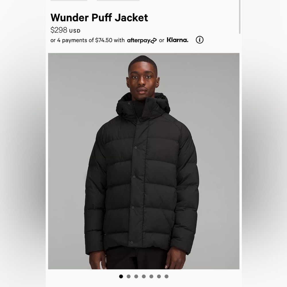 Lululemon men wunder puff coat black medium